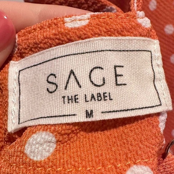 Sage the Label Orange & White Polka Dot Wide Leg Sleeveless Jumpsuit Size Medium - Picture 4 of 10